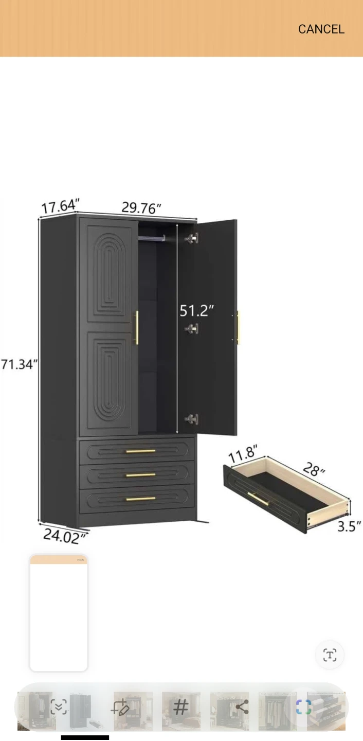Modern Black Wardrobe with Gold Accents - photo 4