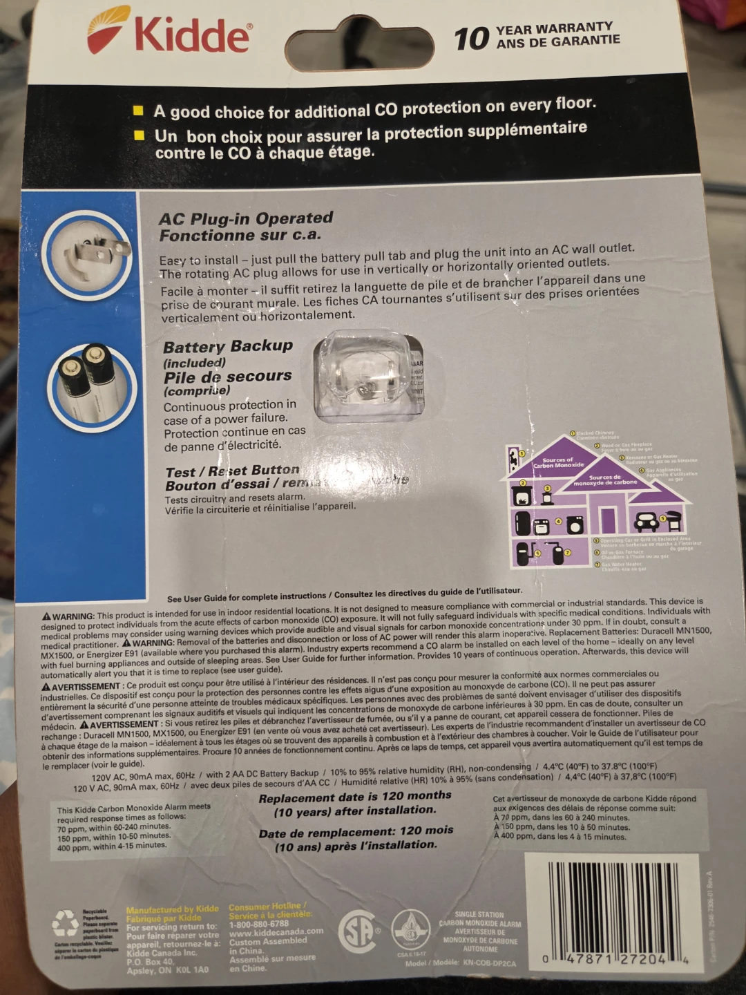 Kidde Carbon Monoxide Alarm - KN-COB-DP2CA - photo 2