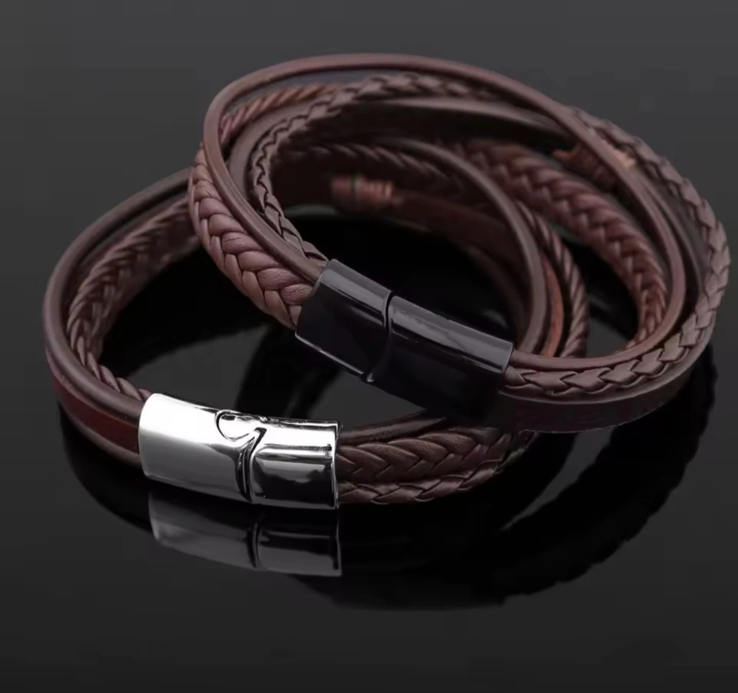 Multi-Layer Brown Leather Bracelet