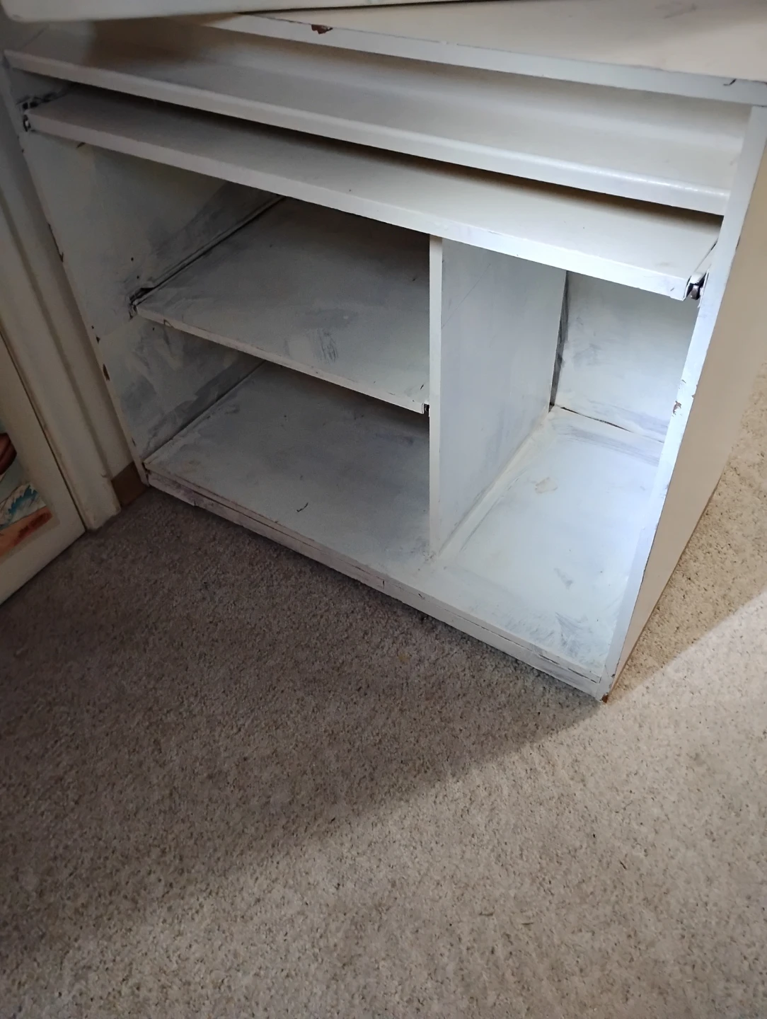 White Computer Desk Shelf, with cord access - photo 3