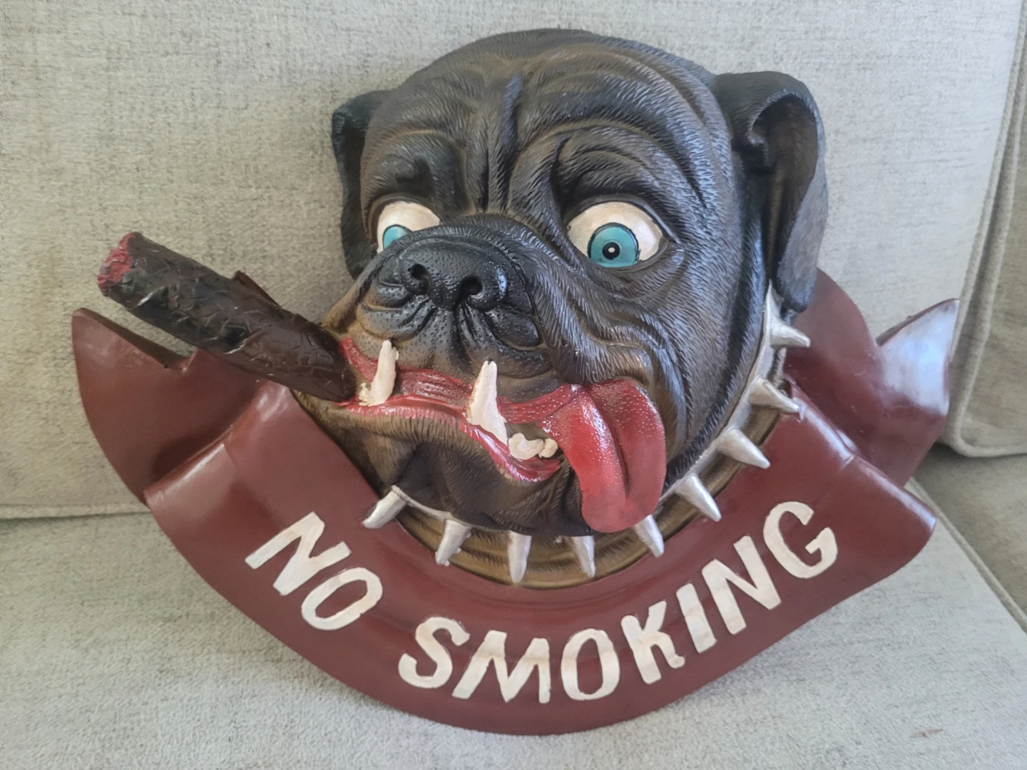 Vintage bulldog with cigar no smoking