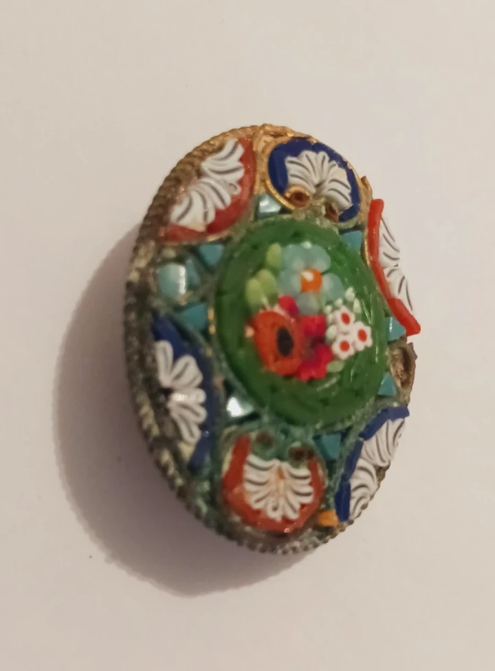 Beautiful Vintage Italian Micro Mosaic Floral Brooch