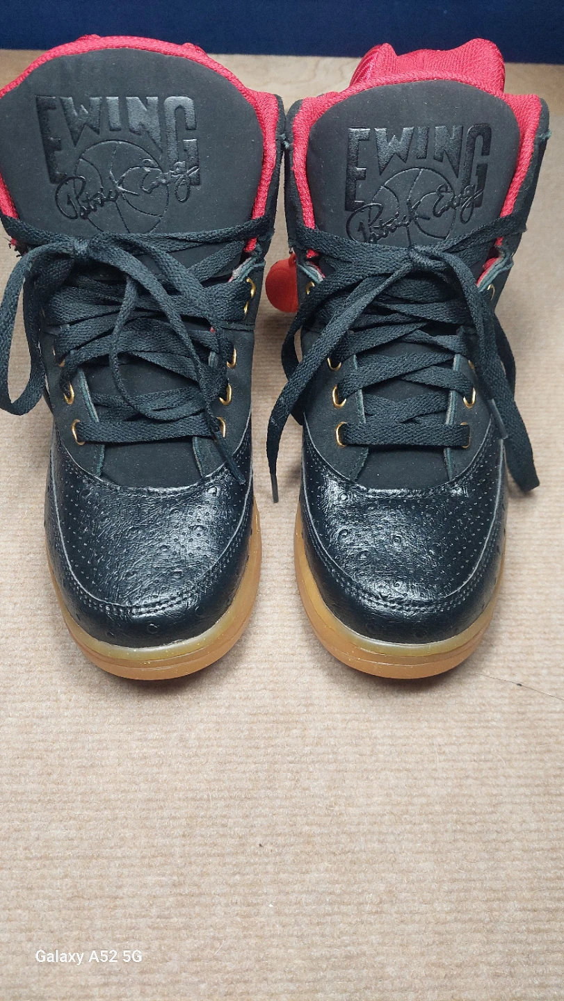 (RICK ROSS) Ewing Athletics Black and Red High-Top Sneakers