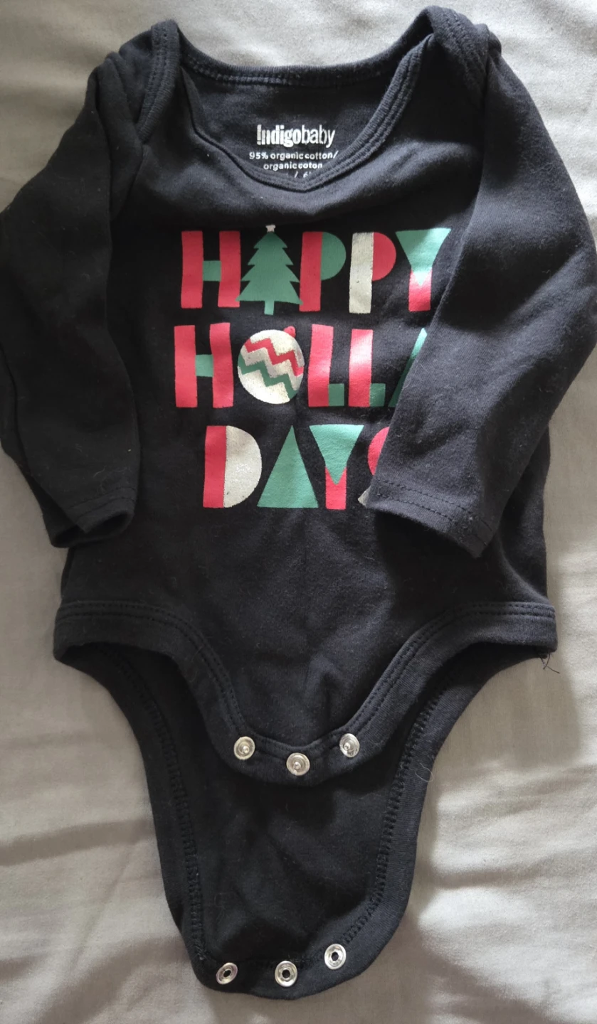 Indigobaby Happy Holidays Onesie, 0-3 Months
