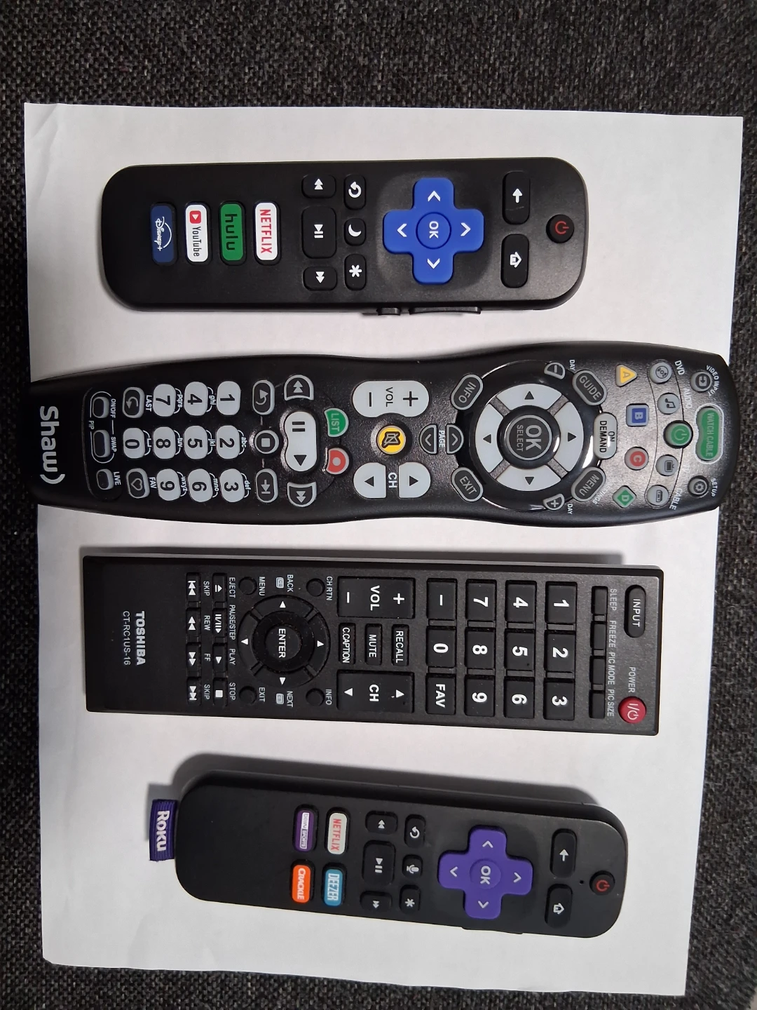Assorted TV Remotes - Shaw, Toshiba, Roku, Philips - photo 3