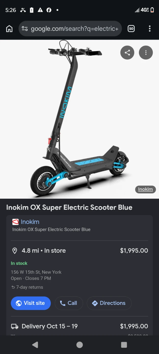 Inokim OX Super Electric Scooter Blue