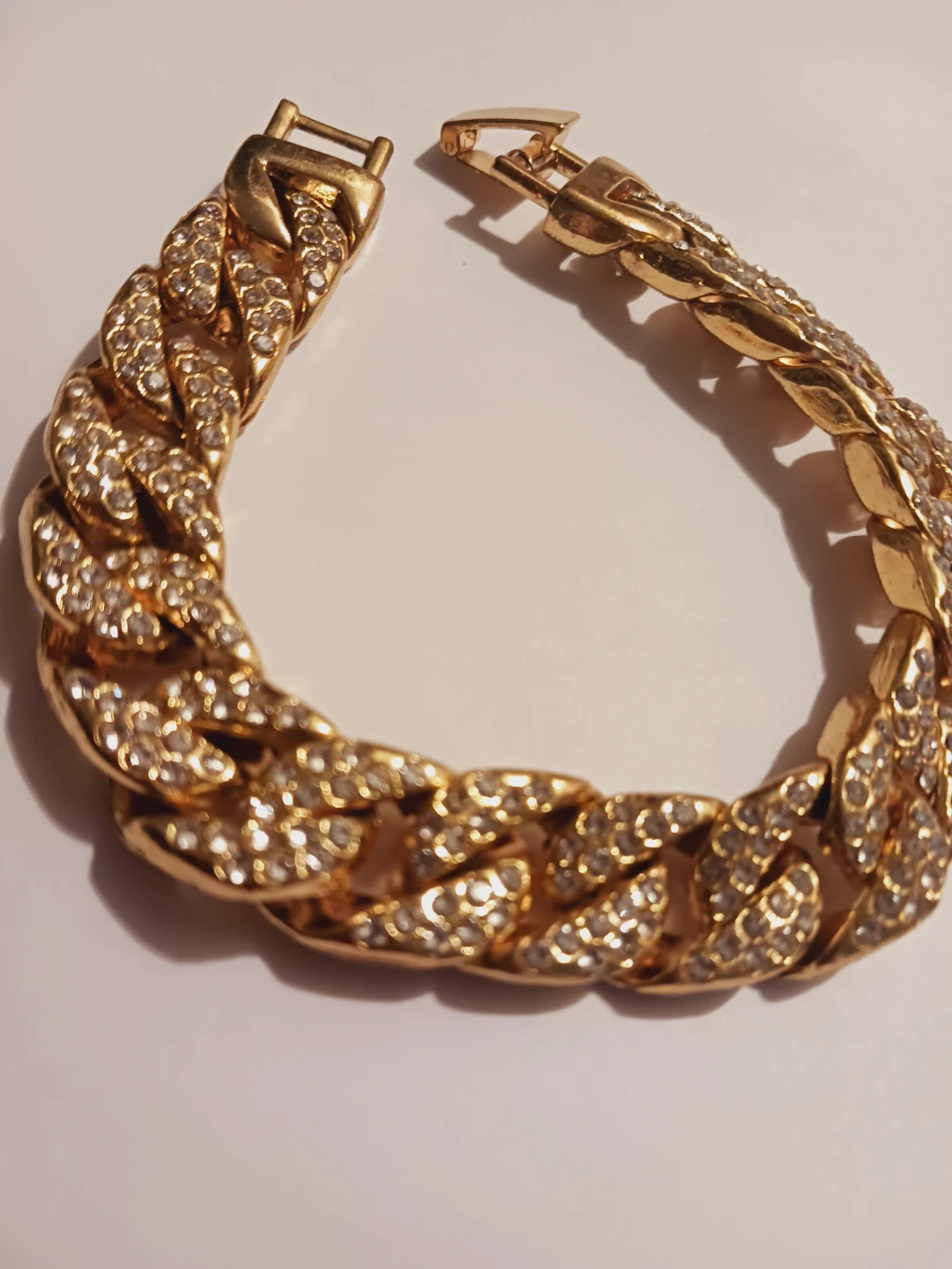 Sparkling Gold-Tone Rhinestone Cuban Link Bracelet - photo 3