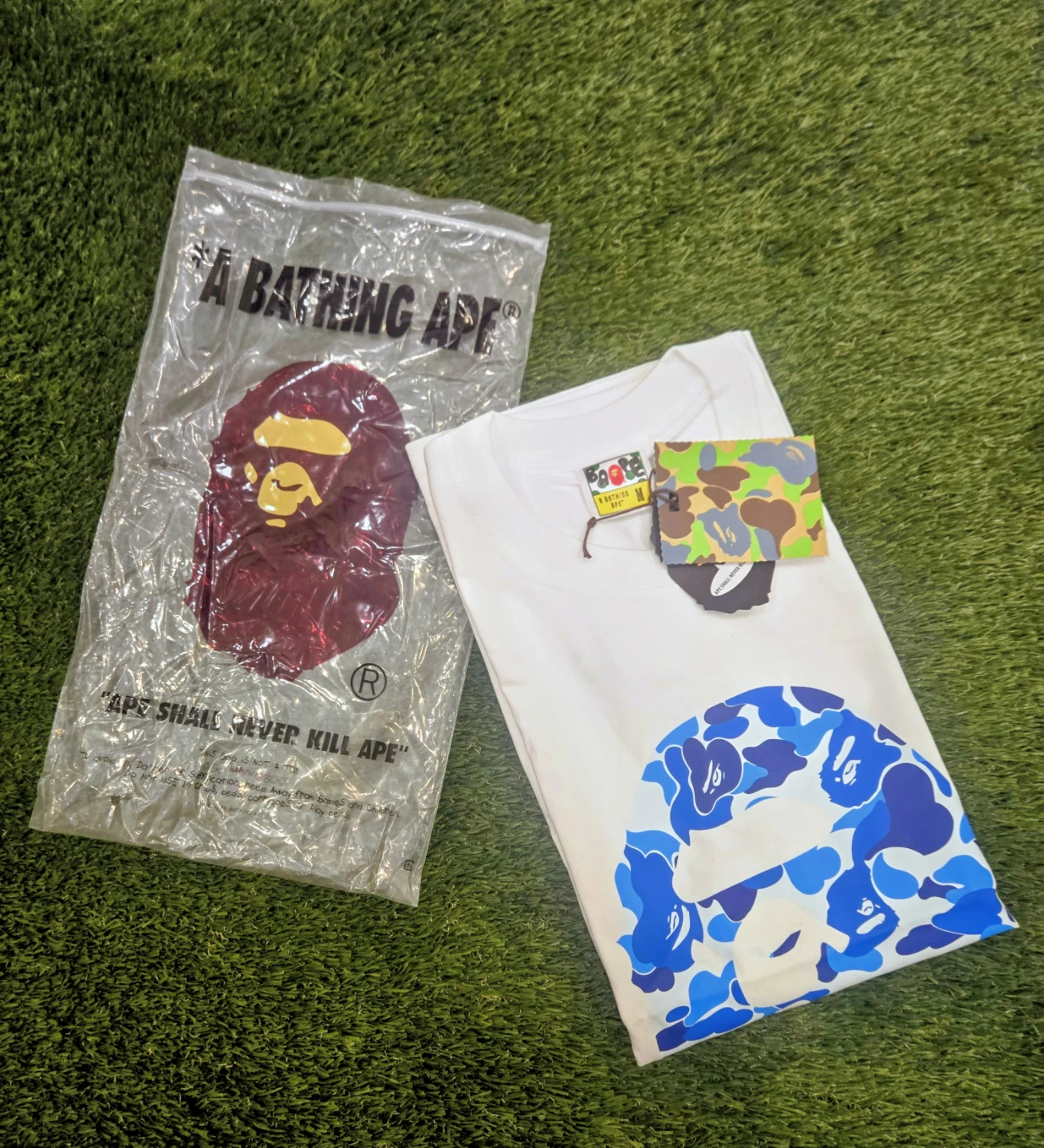 Bape blue cammo tee shirt