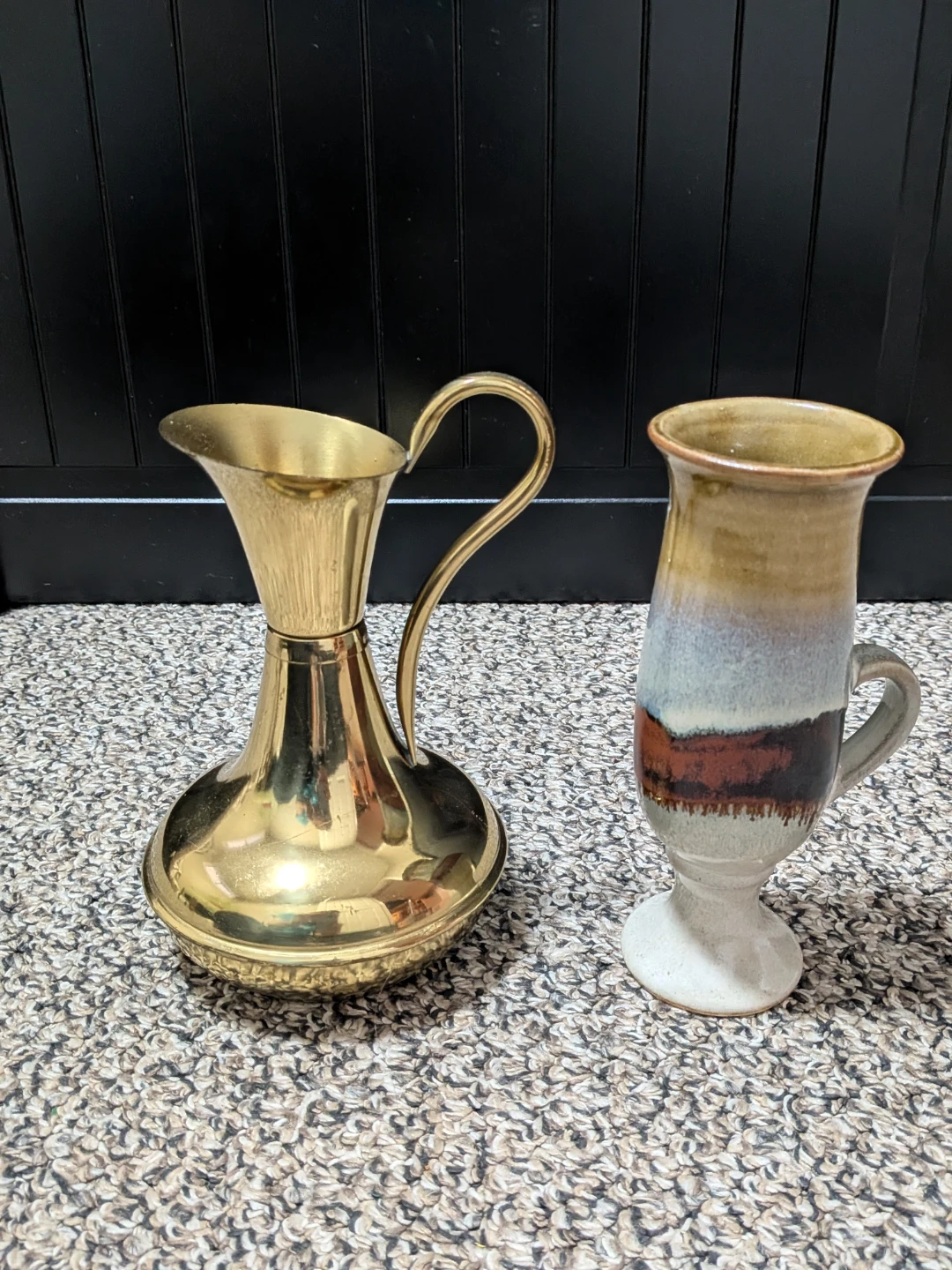Vintage Lombard Brass Pitcher & Otagiri Footed Irish Mug