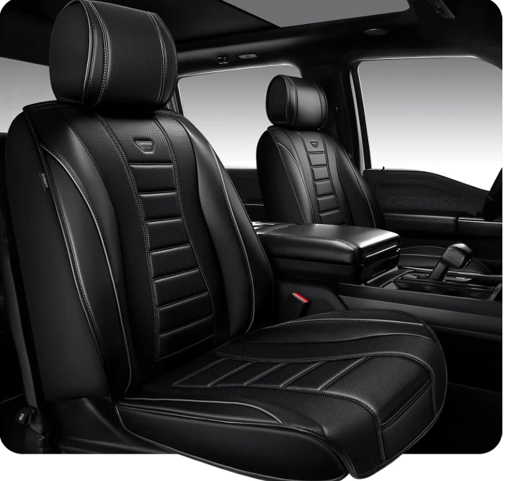 CAR PASS Universal Fit Leather Seat Covers - Black