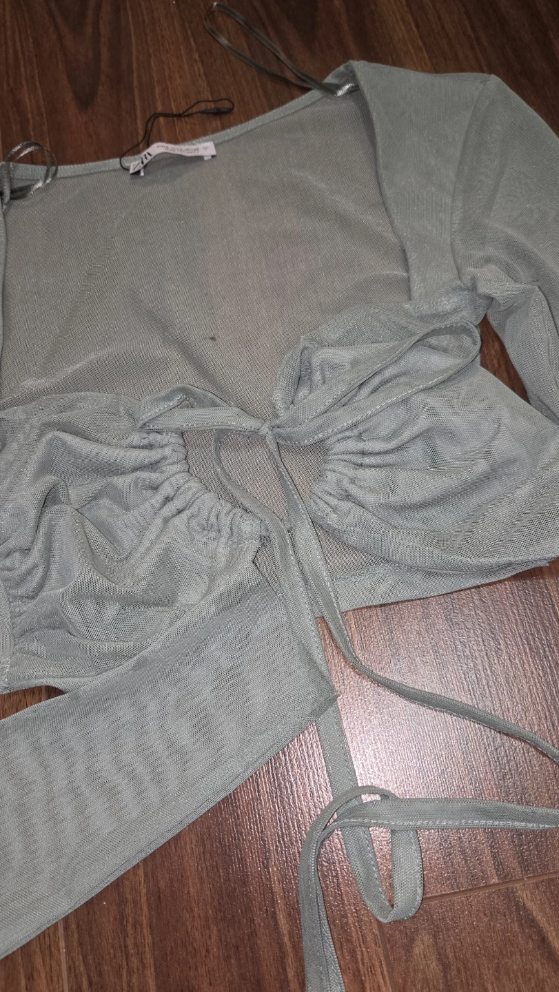 Zara Mesh Tie-Front Crop Top - photo 3
