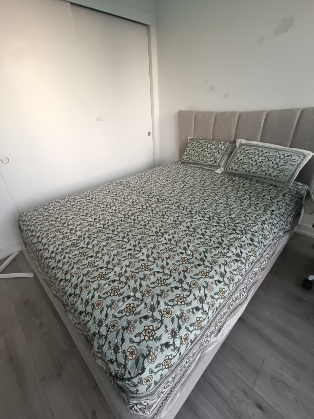 Queen Size Upholstered Bed + Mattress