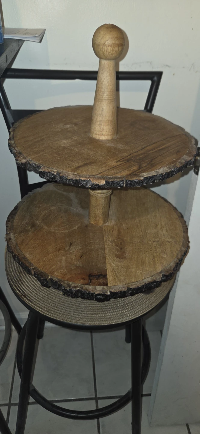 Two-Tier Live Edge Wood Serving Stand