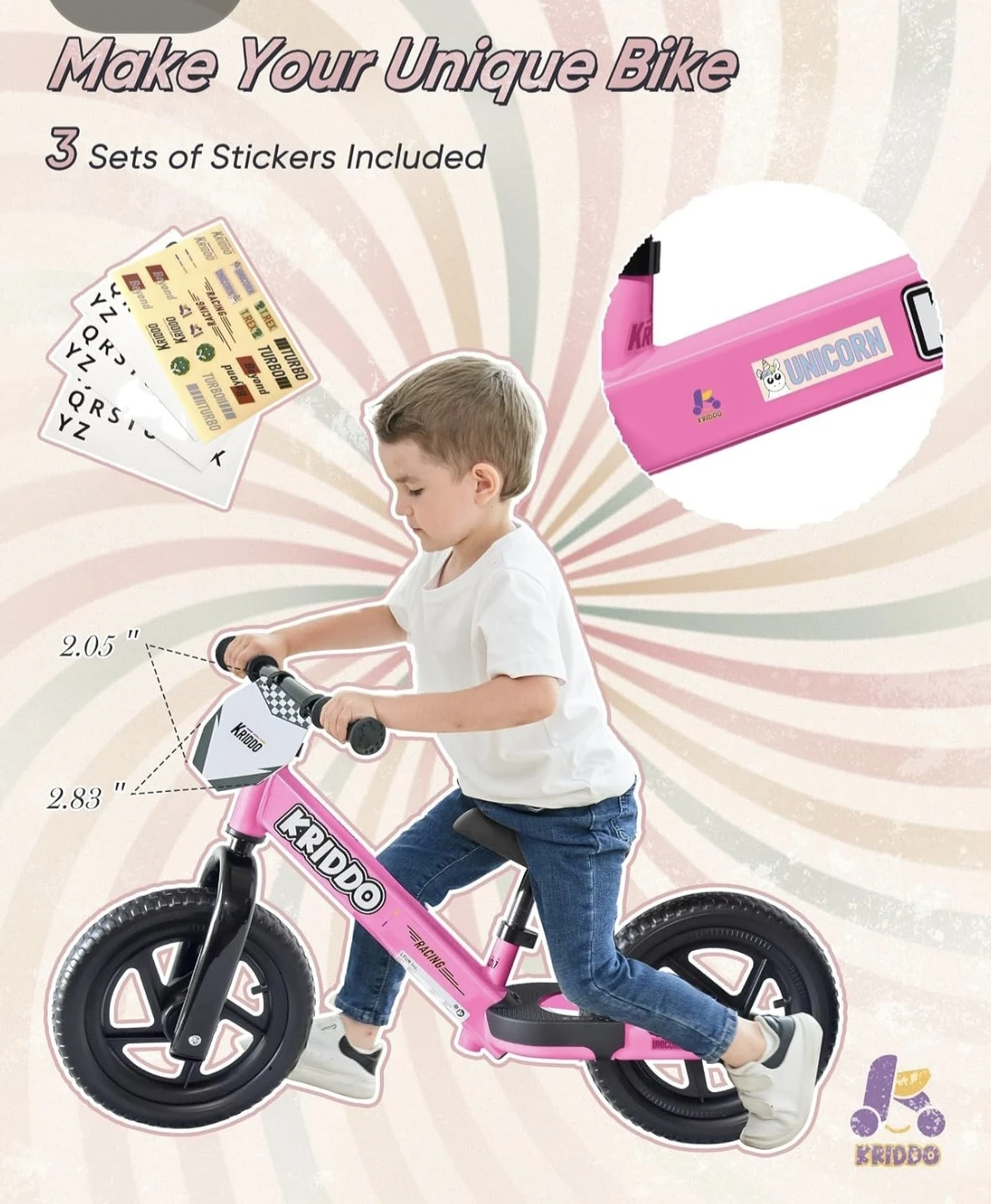 Kriddo Pink Balance Bike for Kids - photo 3