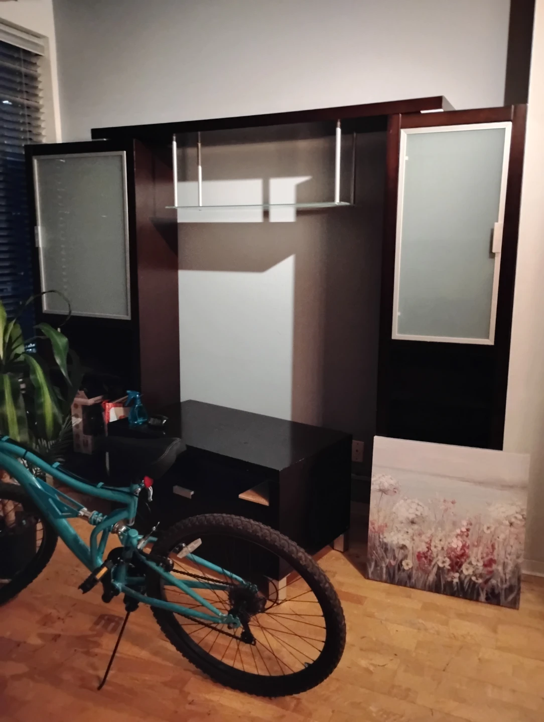 Dark Brown Entertainment Unit with Glass Doors - photo 2
