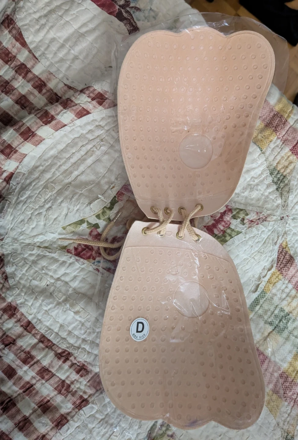 Nude Adhesive Lace-Up Backless Bra - photo 2