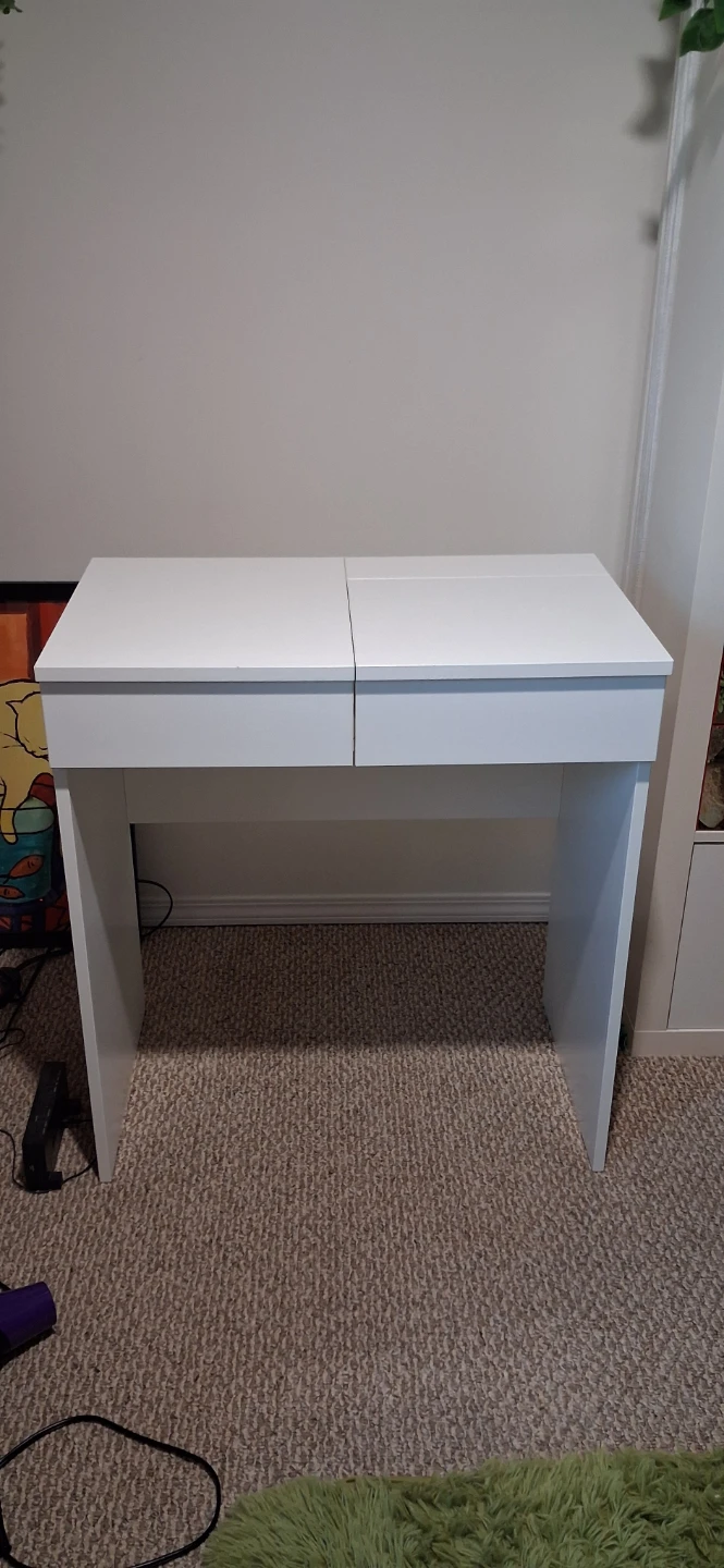 Ikea White Vanity Table with Flip Top Mirror
