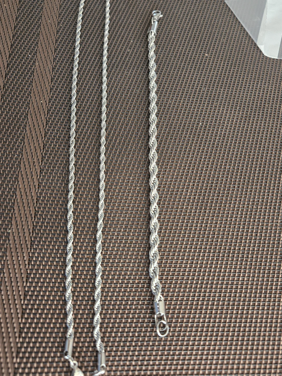 Set of Two Silver-Tone Rope Chains