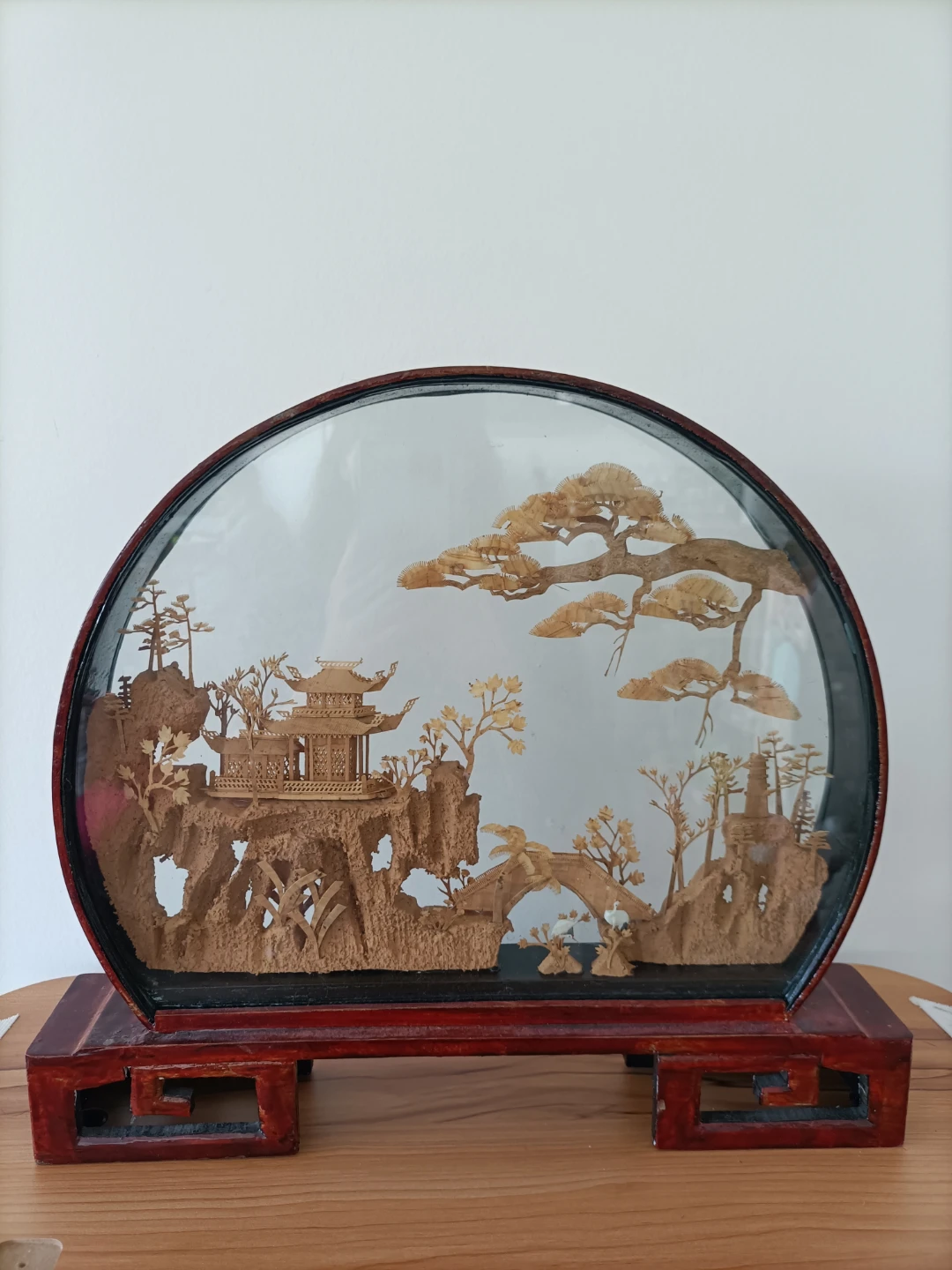 Vintage Chinese Cork Carving Display