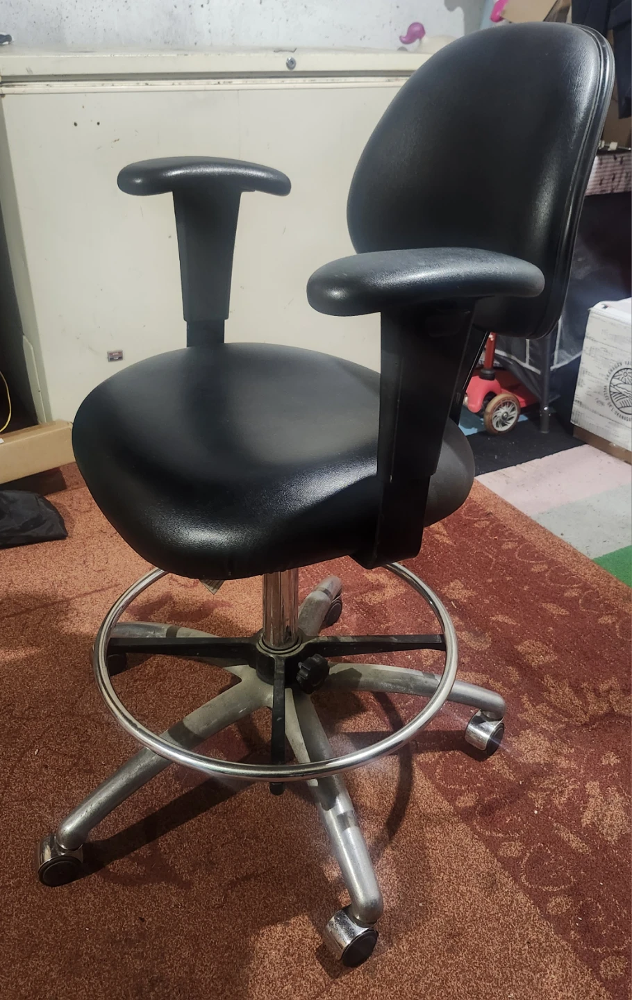 Black Drafting Task Chair with Foot Ring - photo 3