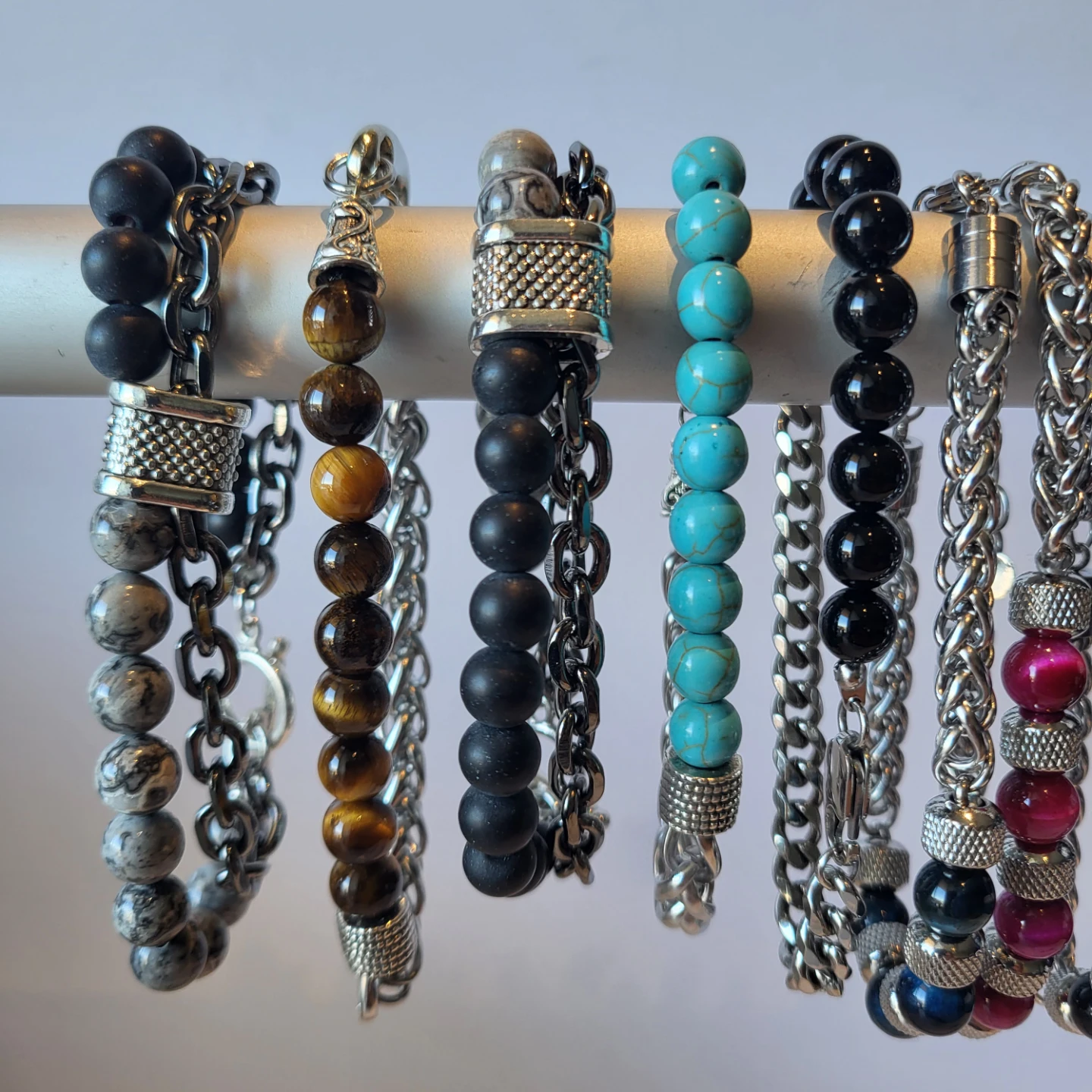 Assorted Men's Beaded and Chain Bracelets - photo 3