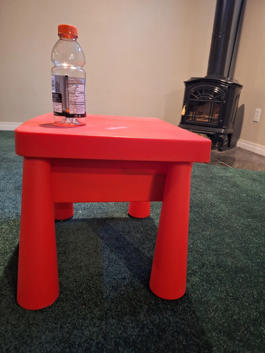 Red plastic kids table with storage drawer - photo 2