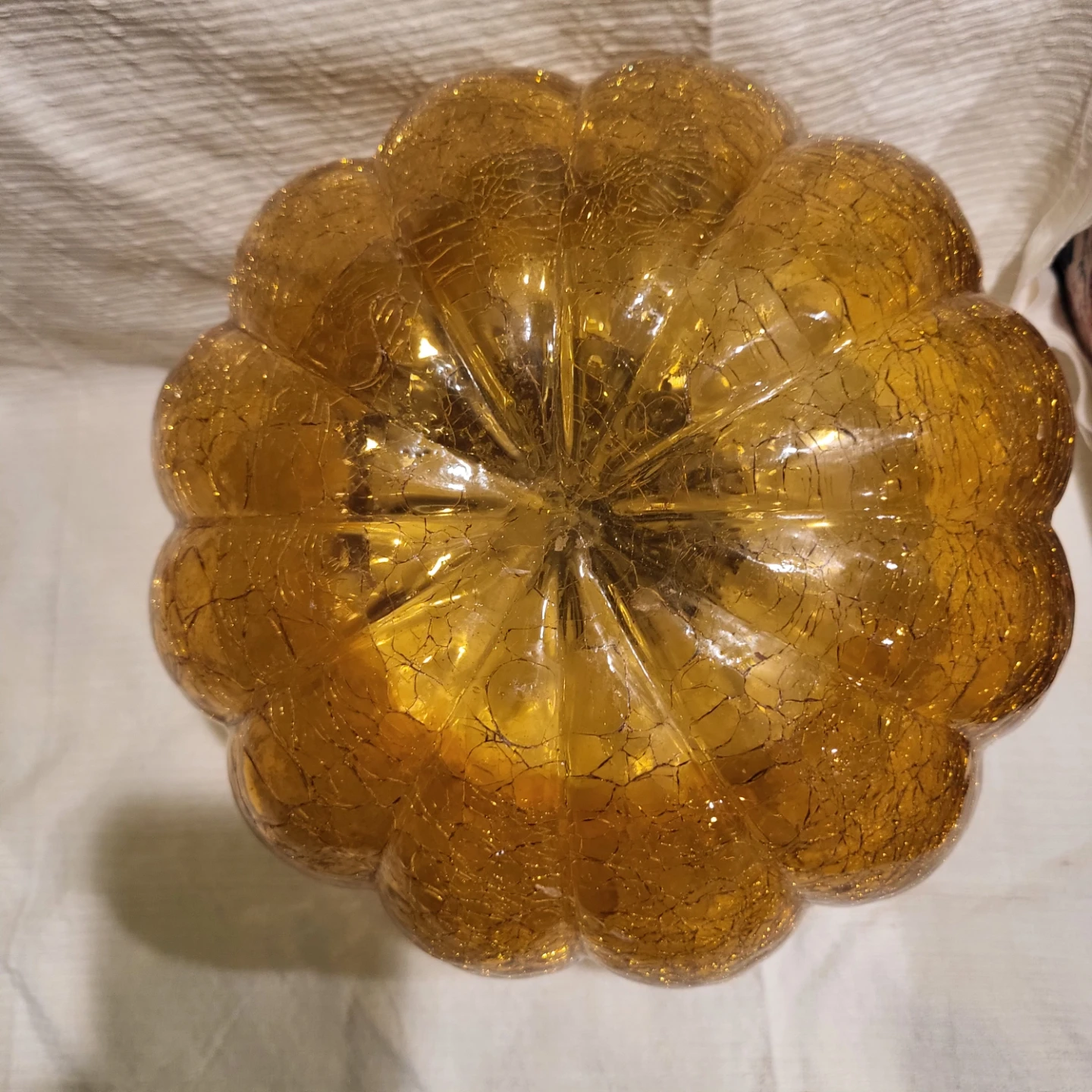 Amber Crackle Glass Pumpkin Decor - photo 3