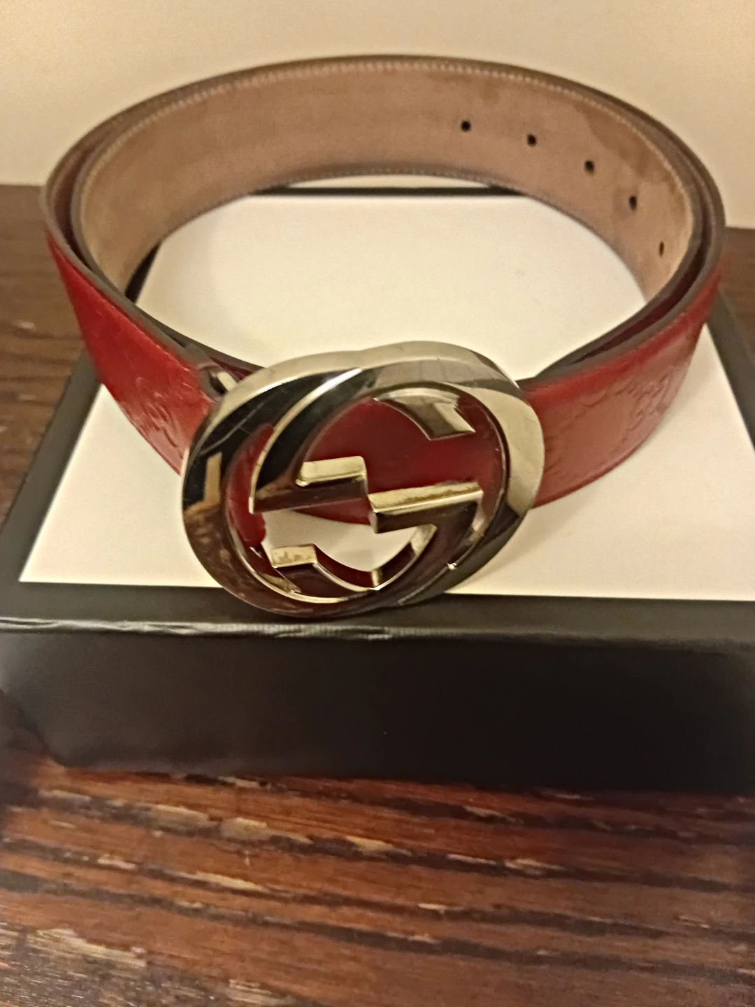 Gucci Red Leather Belt