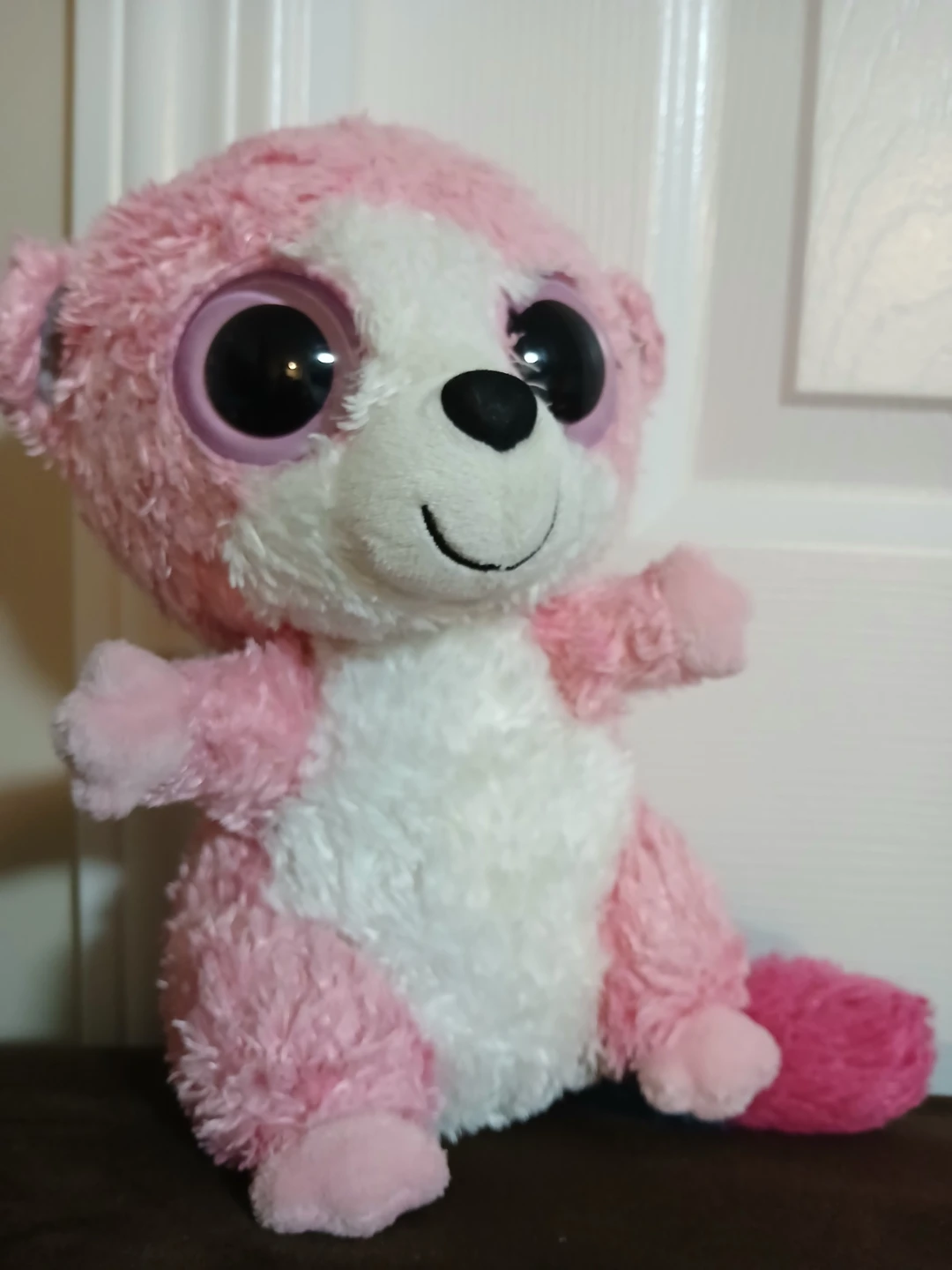 Ty Beanie Boo Pink and White Plush Bear