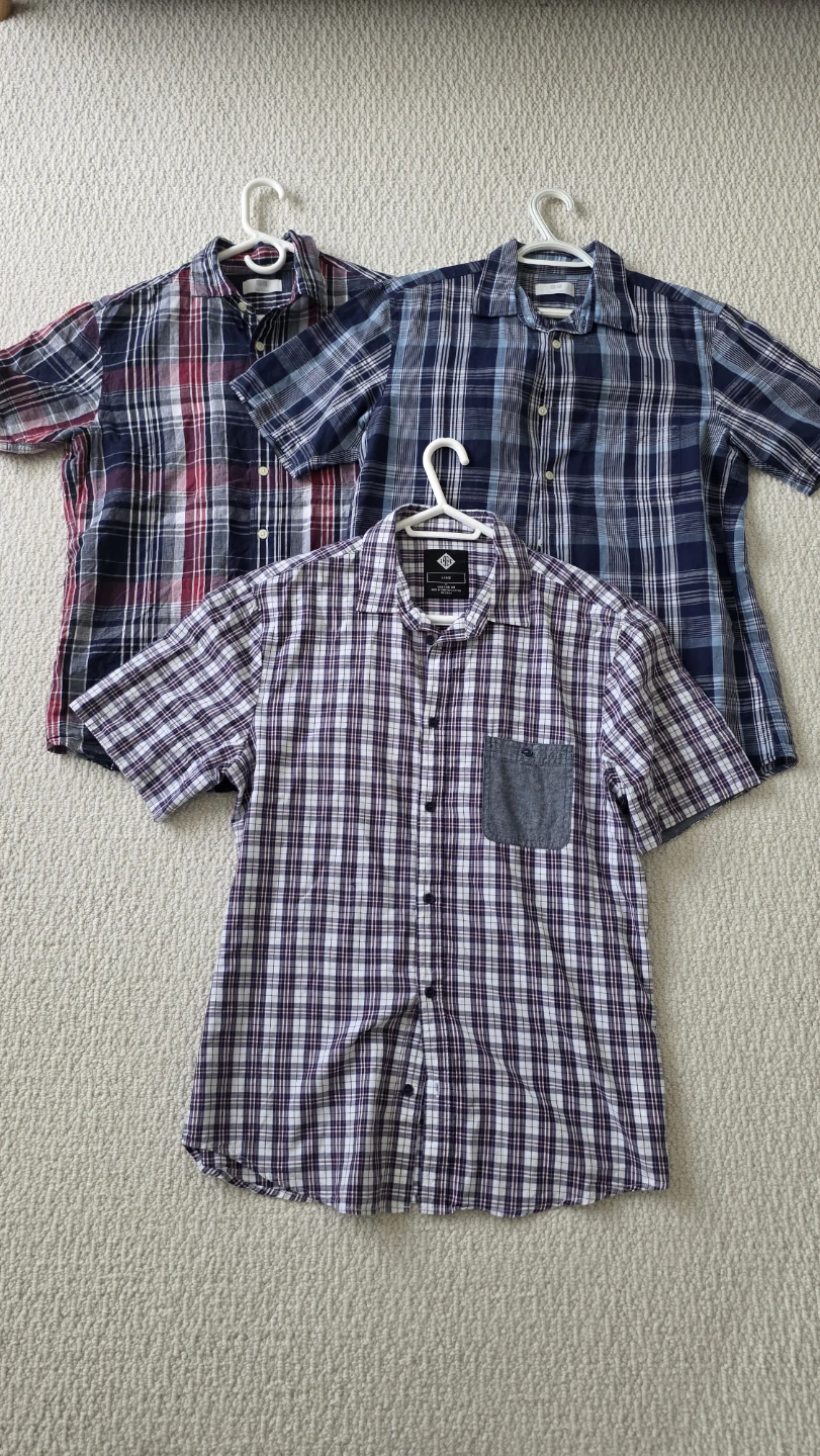 Lot of 3 Men's Plaid Short Sleeve Shirts