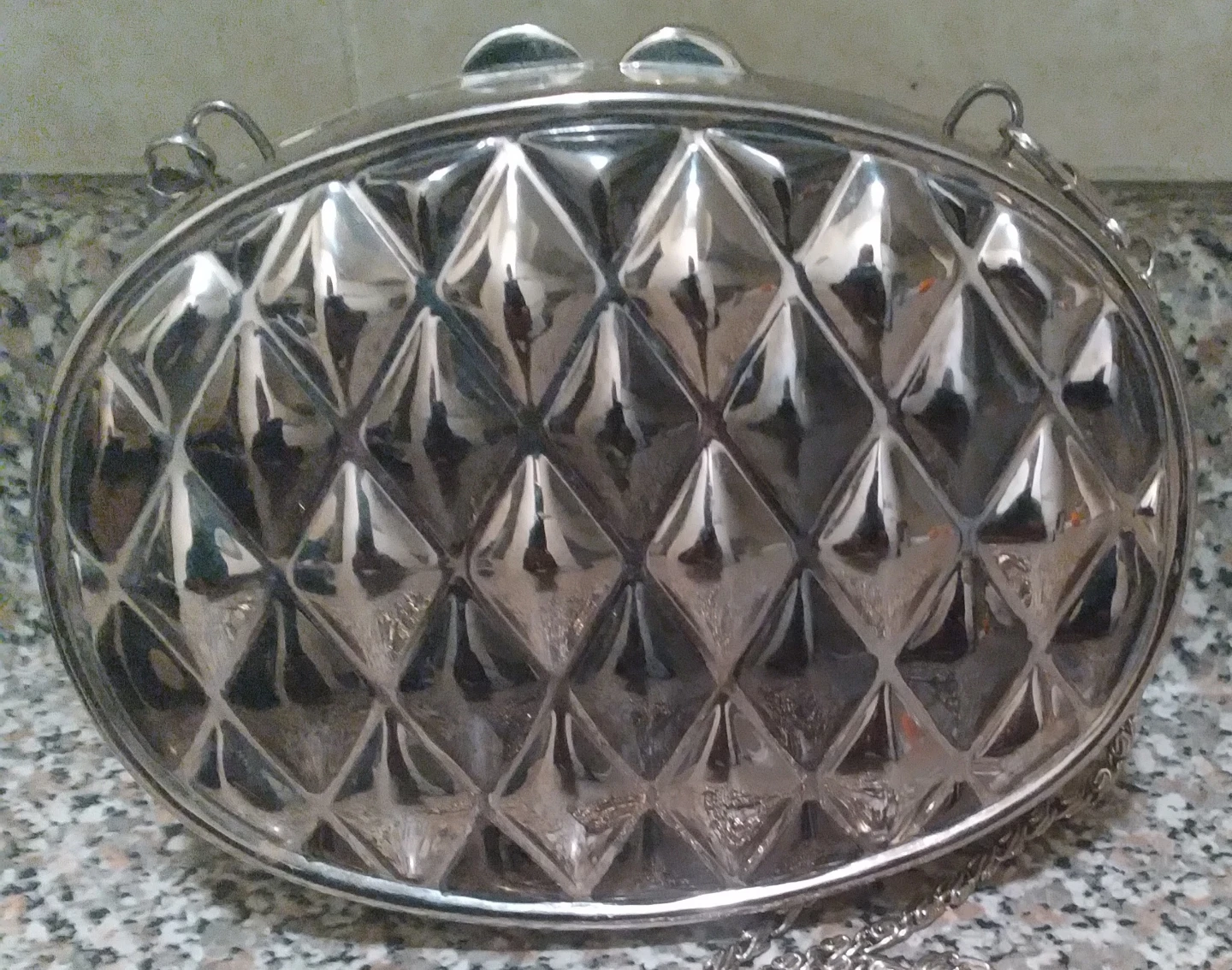 Silver Diamond Textured Metal Clutch - photo 2