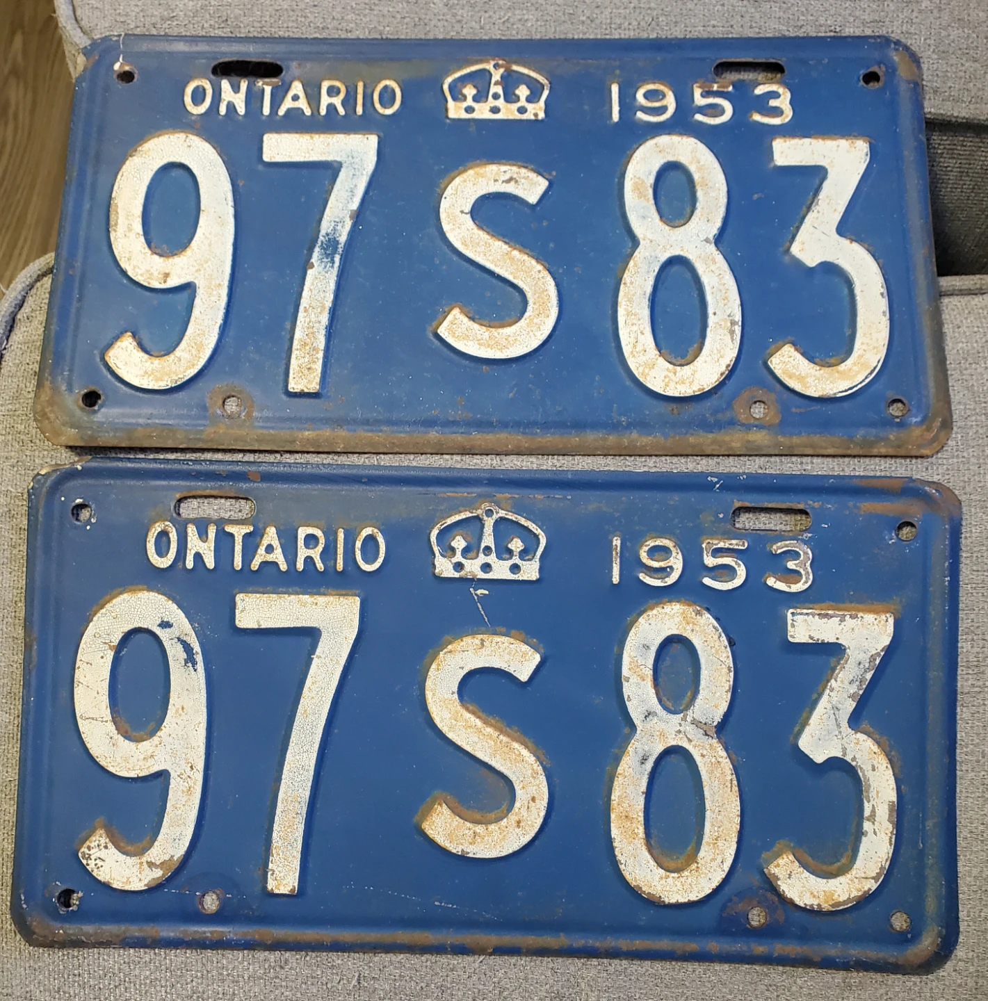 Pair of 1953 Ontario License Plates