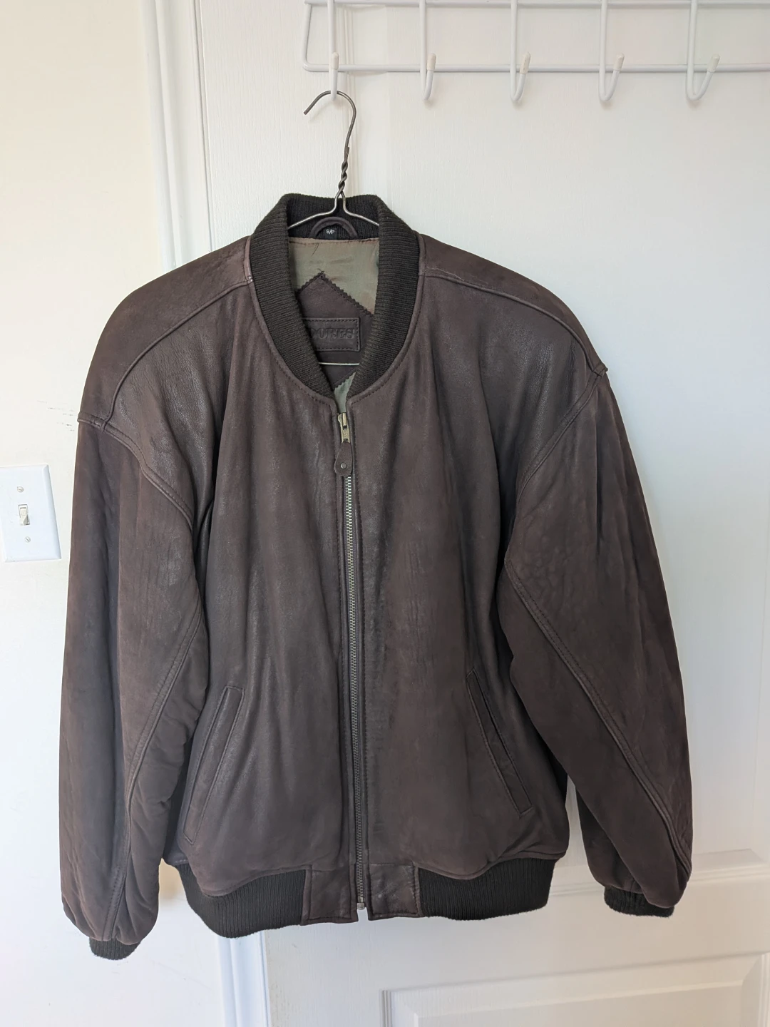 Moores Brown Leather Bomber Jacket