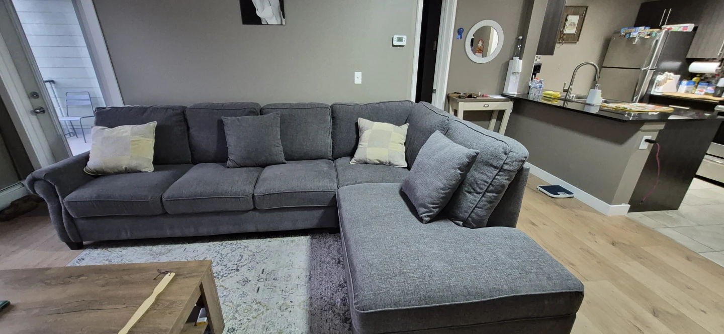 Grey sectional sofa with chaise