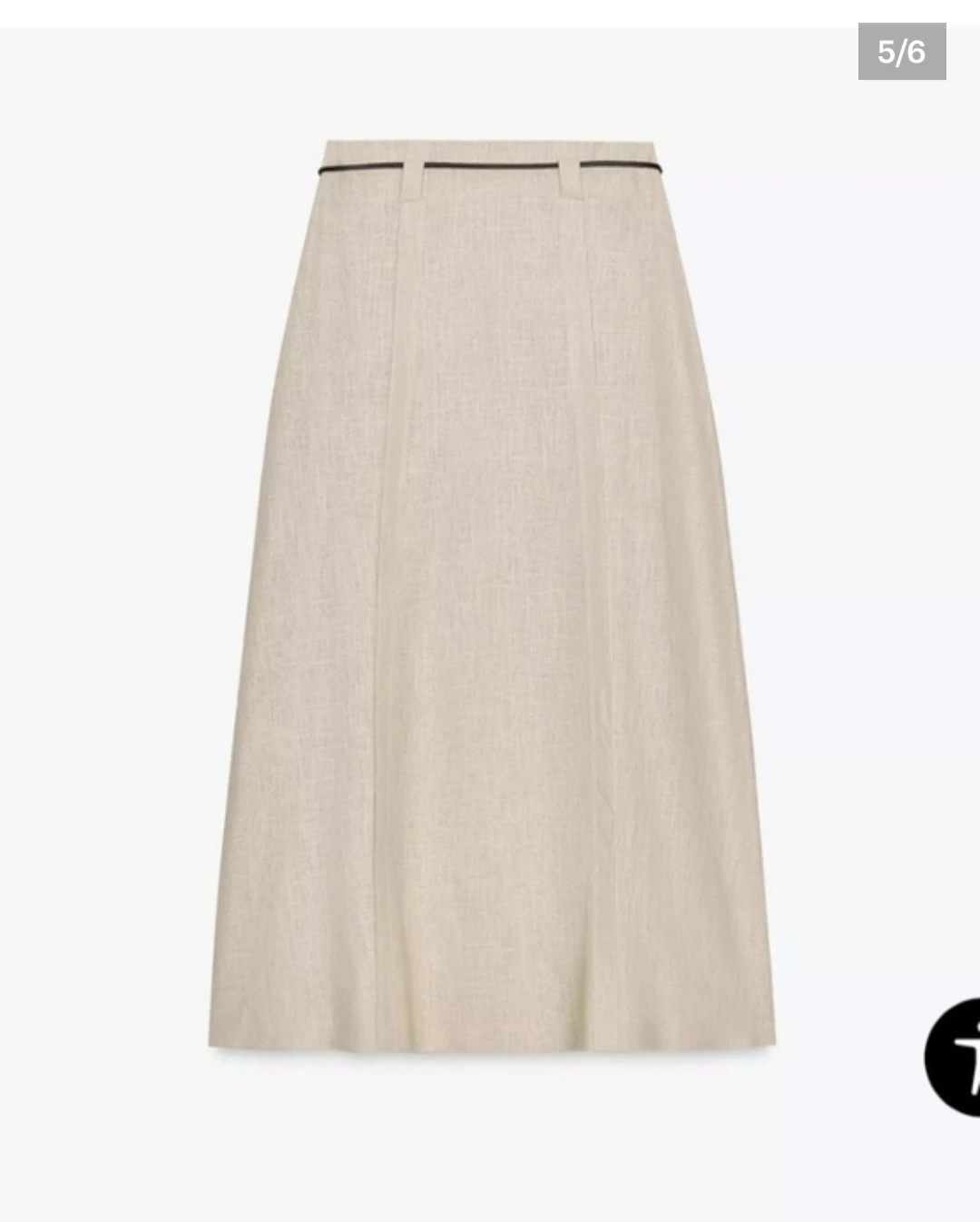 Zara Linen Blend Belted Midi Skirt Beige - photo 5