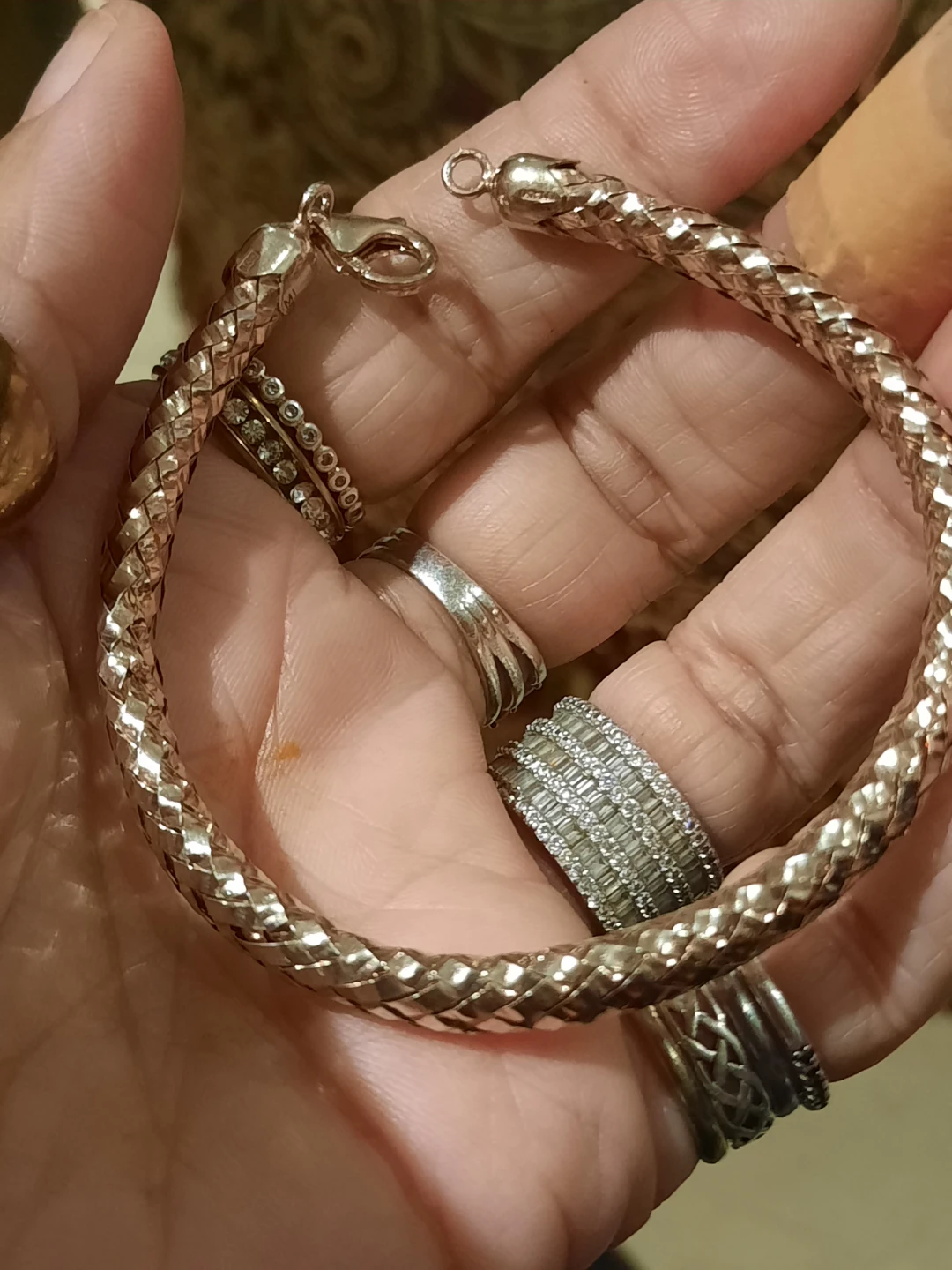 Rose Gold over Sterling Silver Braided Bracelet soft bangle