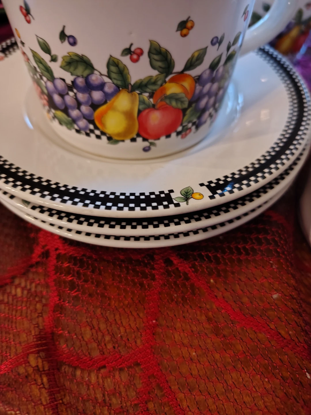Fruit Design Tea Cups and Saucers Japan Stoneware - photo 3
