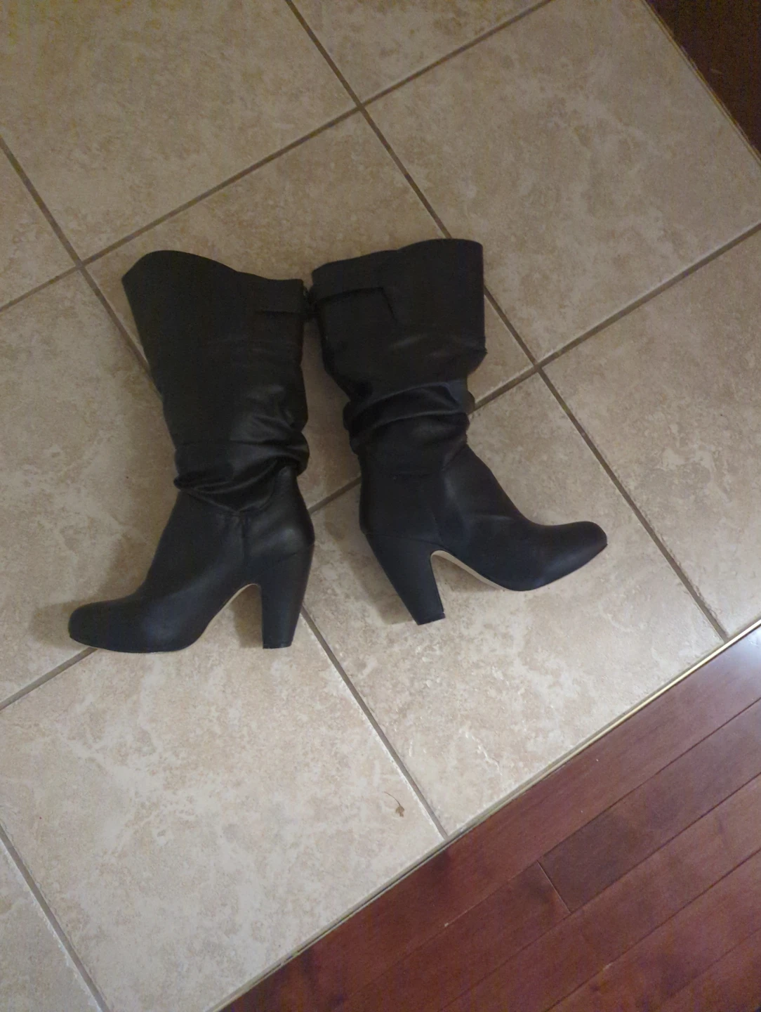 Steve Madden Black Heeled Slouch Leather Boots - photo 2
