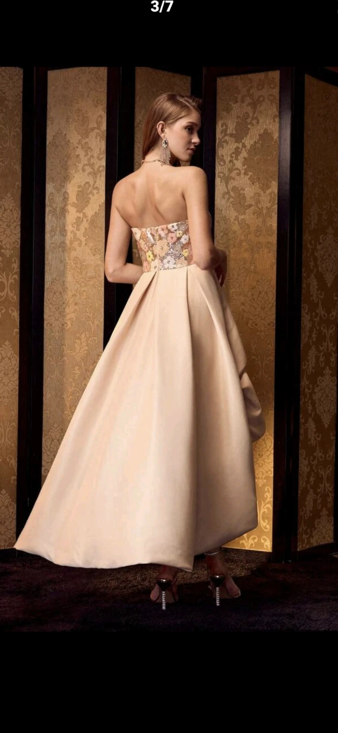Floral Sequin High-Low Strapless Dress - photo 3