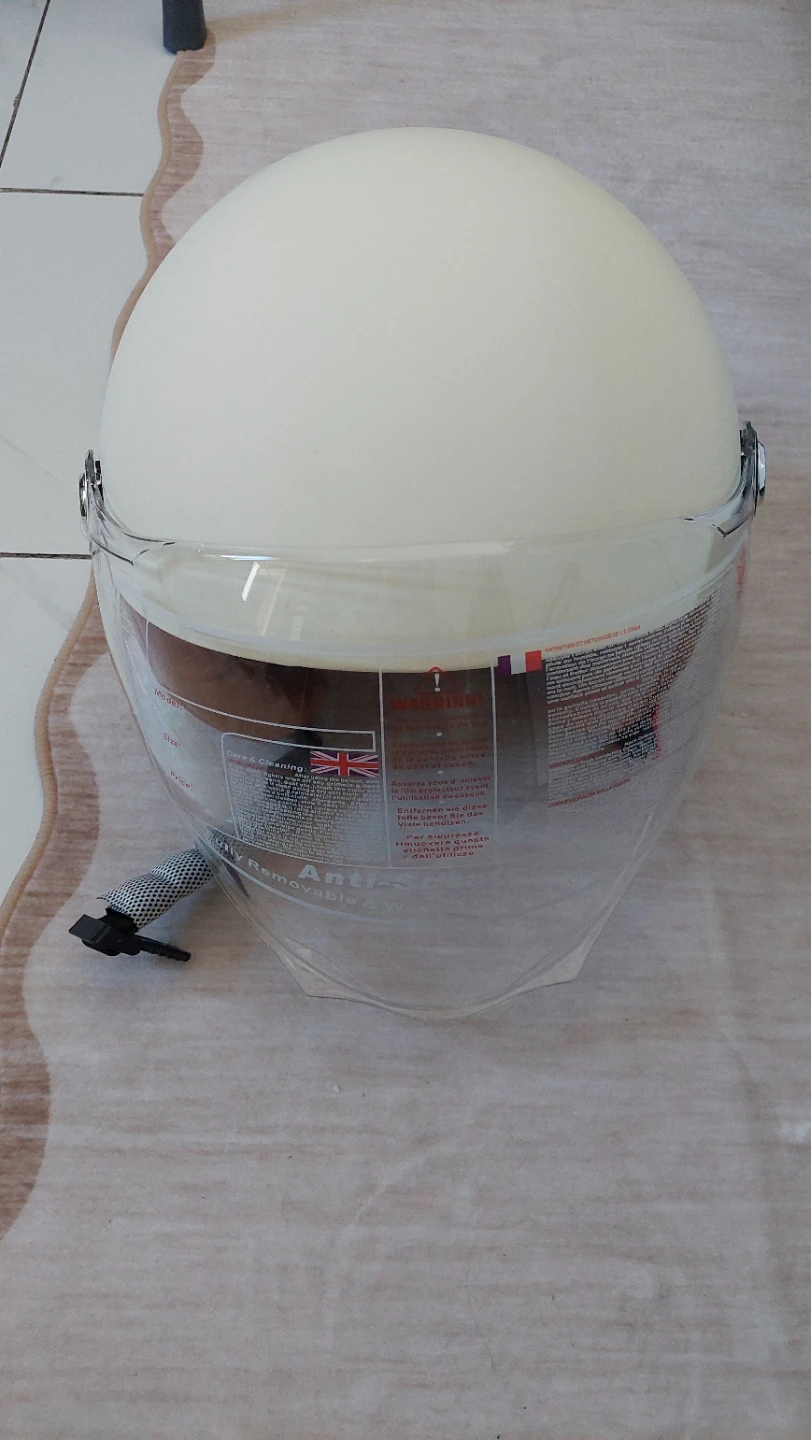 Cream Open Face Motorcycle Helmet