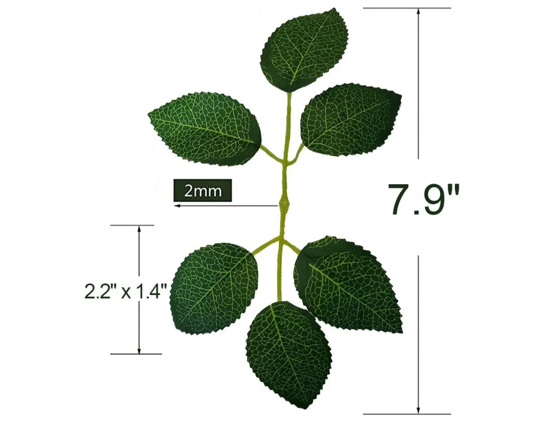 Arflorall 100 Pcs Artificial Green Rose Leaves - photo 2