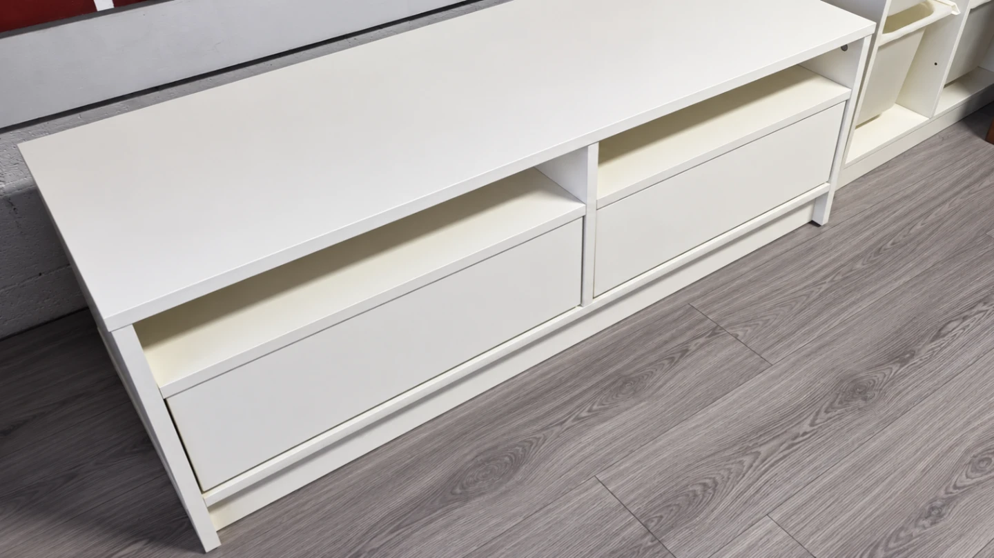 White IKEA TV Bench with Drawers - photo 4
