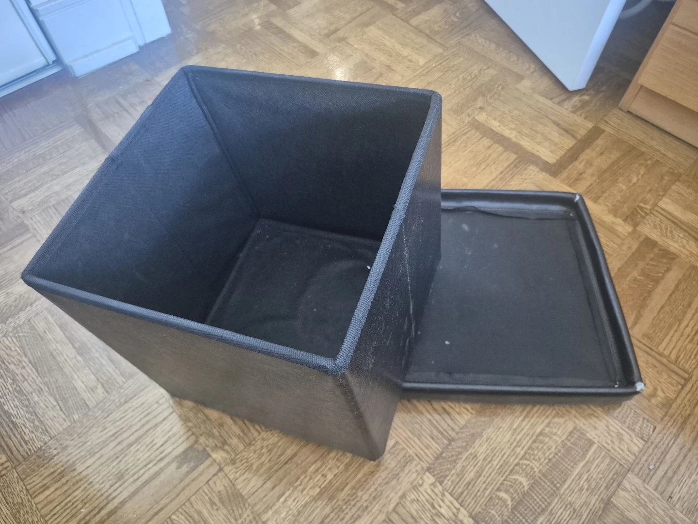 Black Folding Storage Ottoman - photo 3