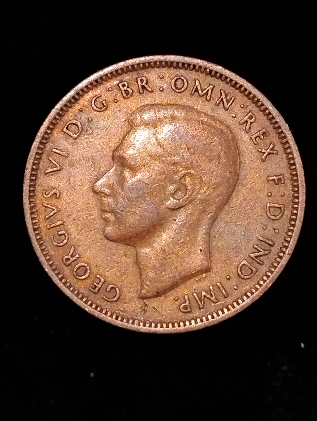1945 British Half Penny Coin - photo 2