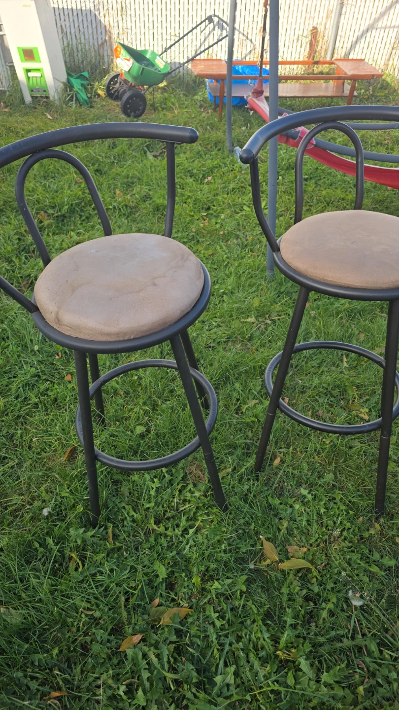 Set of Two Black Metal Bar Stools