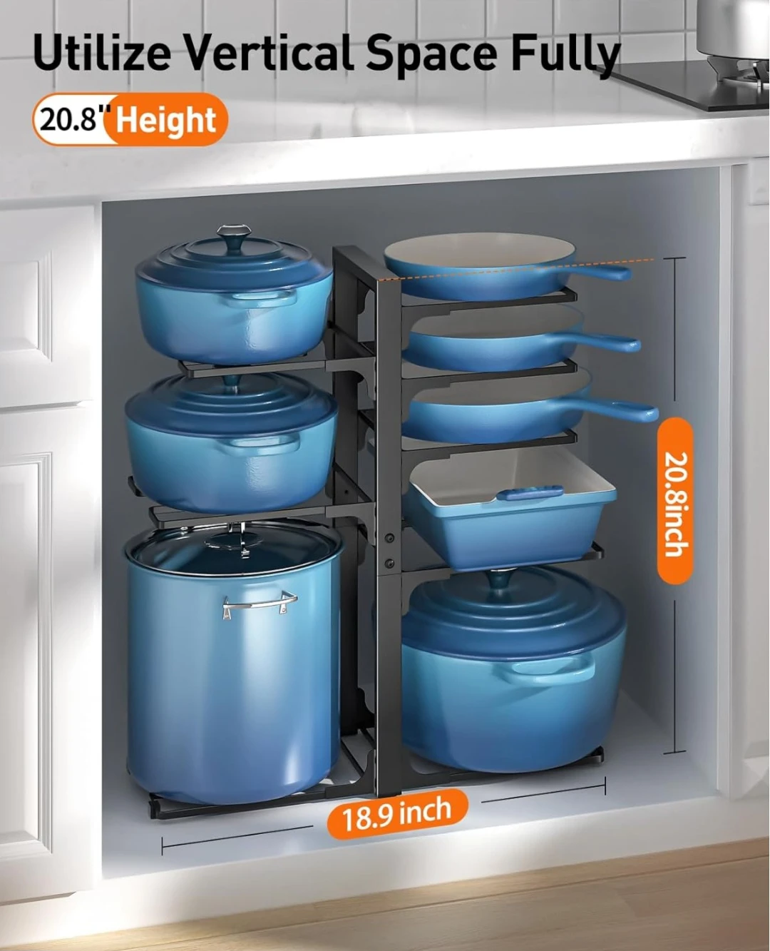 Adjustable Kitchen Pot and Pan Organizer Rack - photo 2