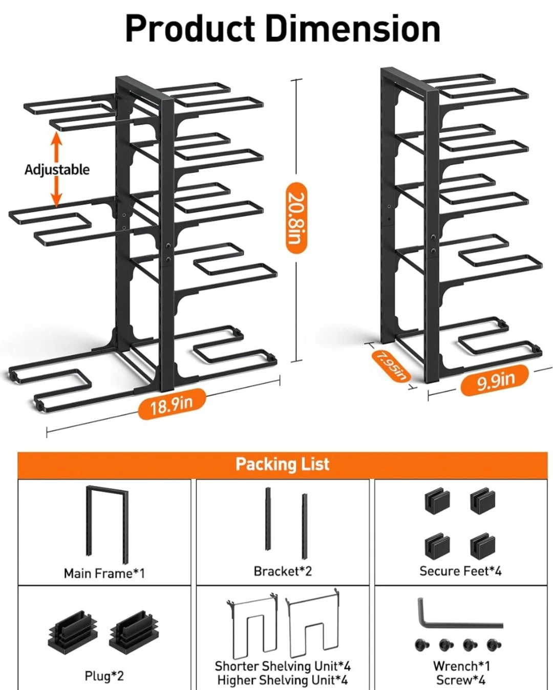 Adjustable Kitchen Pot and Pan Organizer Rack - photo 3