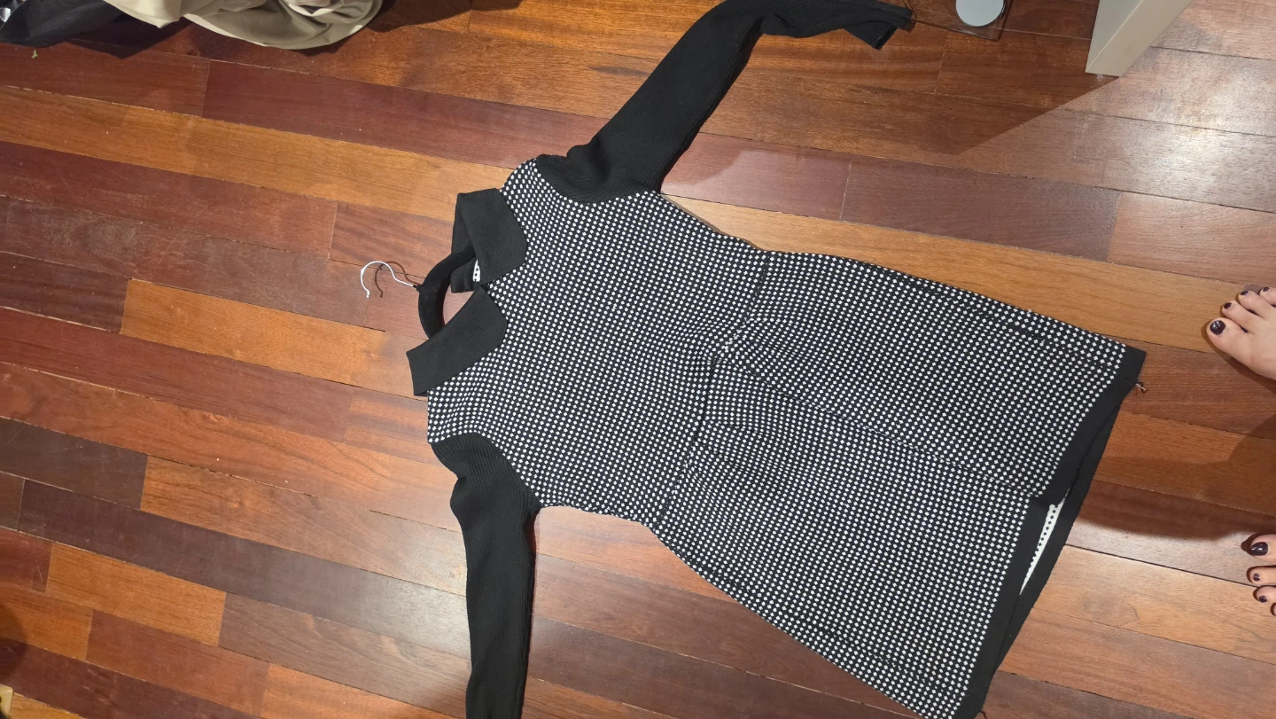 Black and white polka dot knit dress - photo 2