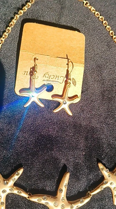 Sparkly Rhinestone Starfish Necklace and Earring - photo 3