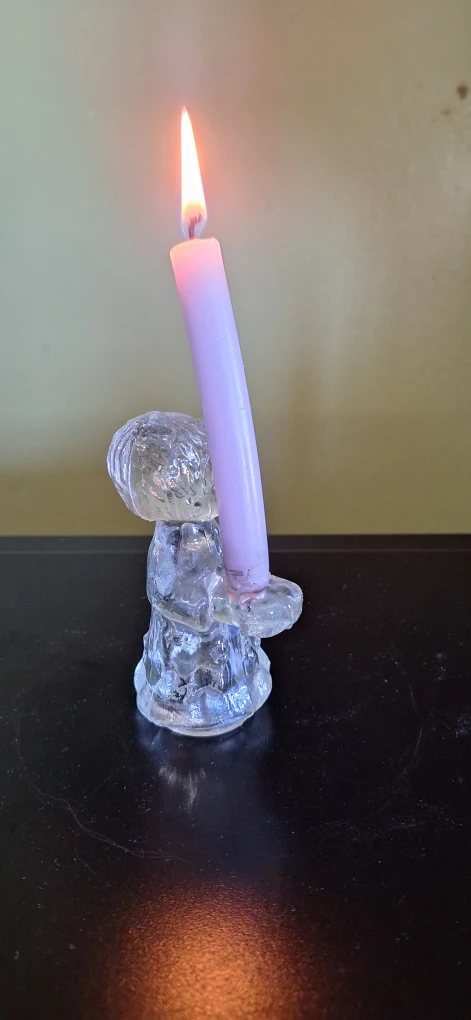 Clear Glass Angel Taper Candle Holder - photo 3